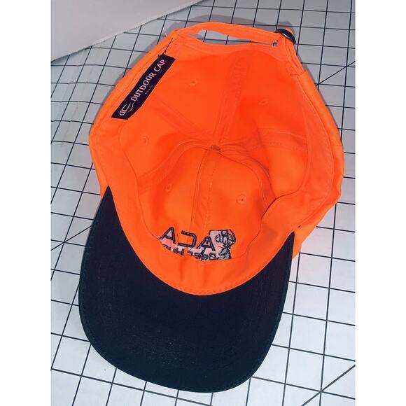 ACA Deer Hunt Blaze Orange Cap Hat Strap Back Black Curve Brim Waxed Canvas nwt - Picture 7 of 9